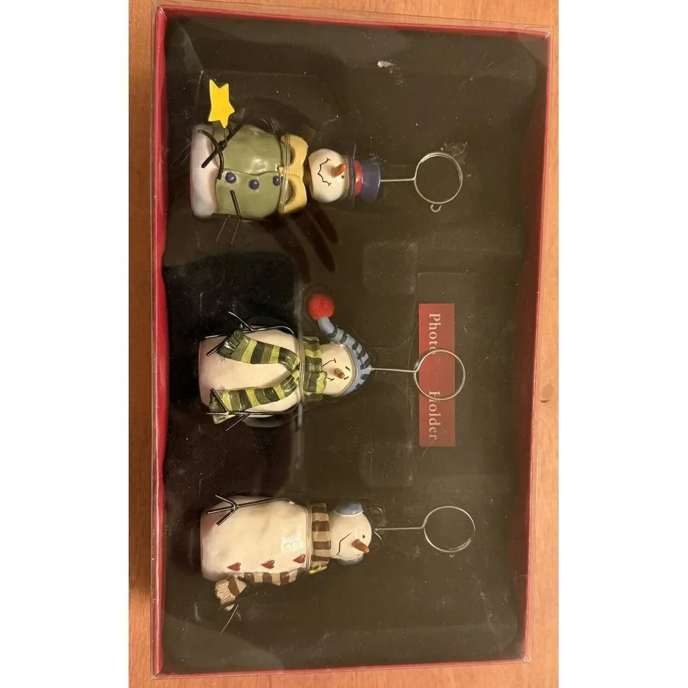 St Nicholas Square Photo Holder Christmas Ornaments Set of‎ 3 Snowmen 4